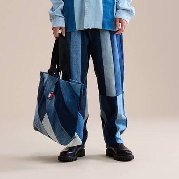 Tommy Remixed Patchwork Jeans Tommy Hilfiger Size 3 (16) 35inX27.5in High Rise - Picture 15 of 16